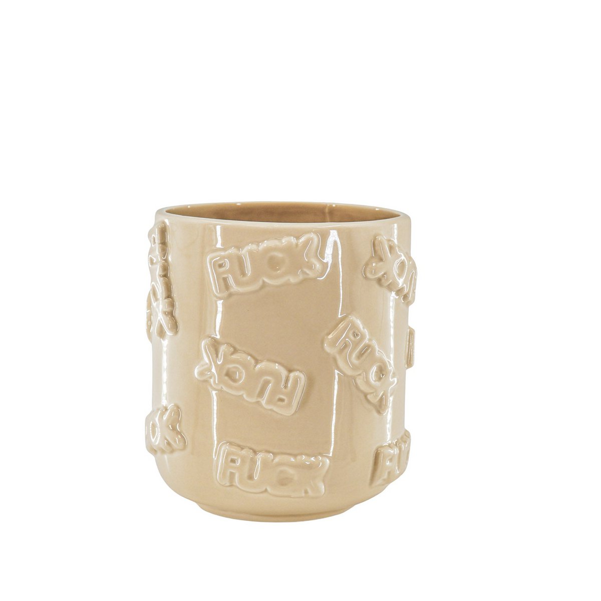 Pot - 'FUCK' - Keramiek - Beige -17,5x17,5x17,5cm