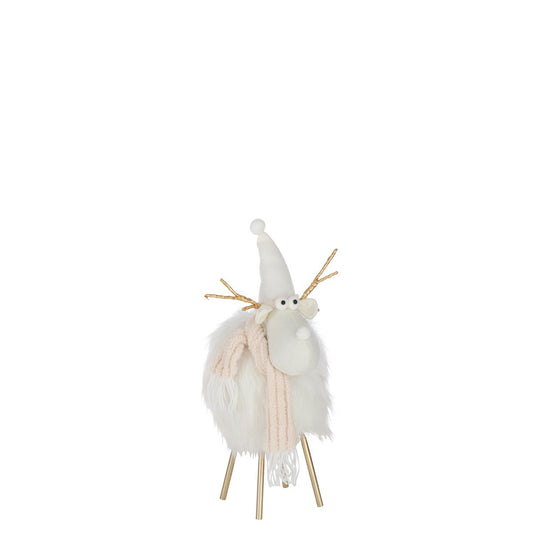 J-Line Rendier Hoed + Sjaal Polyester Wit/Beige Medium