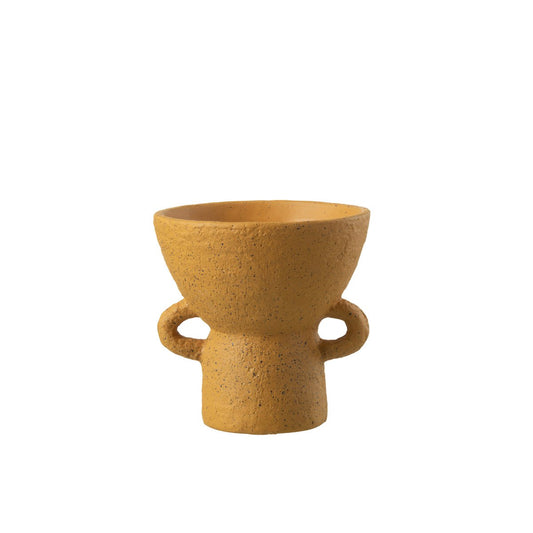 J-Line vaas Zenia - beton - oker - small - Ø 20 cm