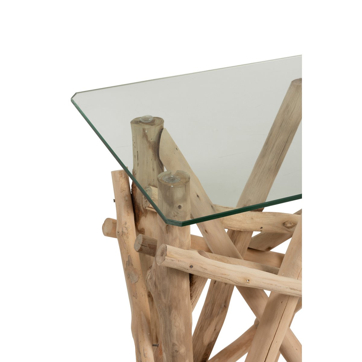 J-Line console Rechthoek Takken - hout/glas - naturel