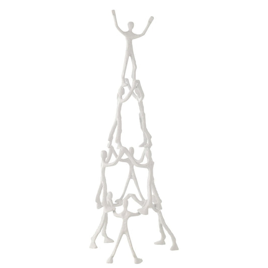 J-Line figuur 9 personen Piramide - aluminium - wit