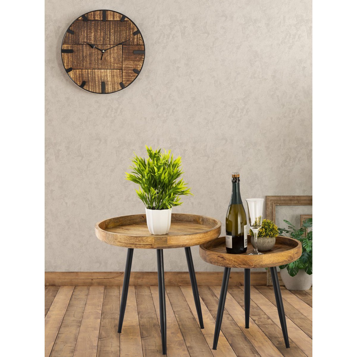 Bijzettafel rond Vancouver mangohout Ø40 of 50 cm