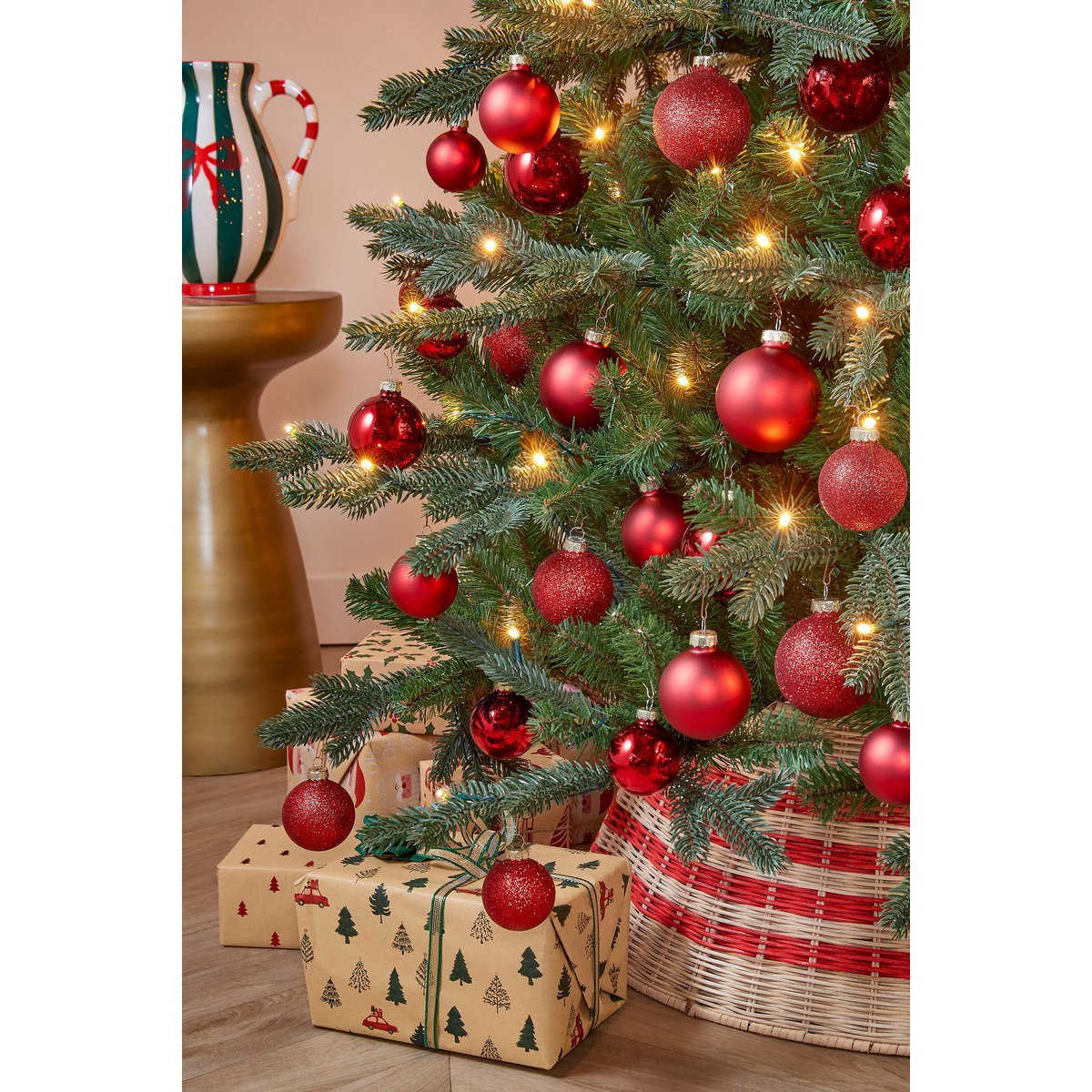 Kerstballen Set - 42 Stuks - Ø7 cm - Glas - Rood