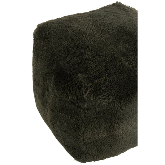 J-Line poef Vierkant Schapenvel - textiel - groen