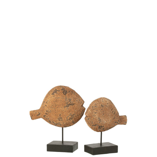 J-Line decoratie vissen Op Voet Albasia - hout - naturel - 2 stuks