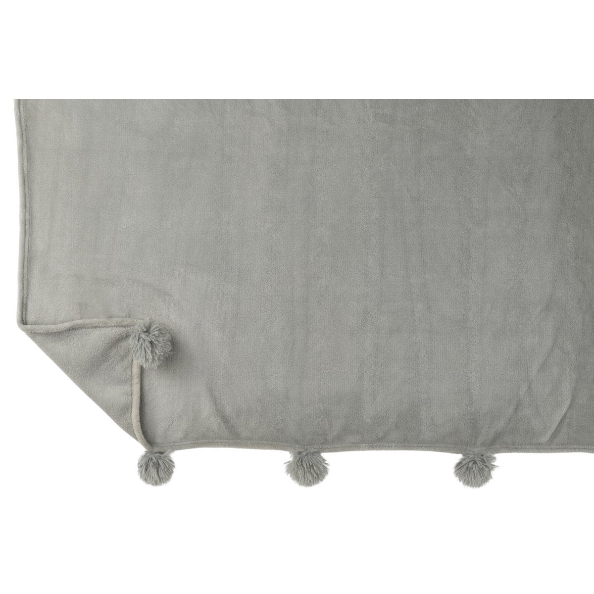 J-Line plaid Pompon - polyester - grijs - 170 x 130 cm