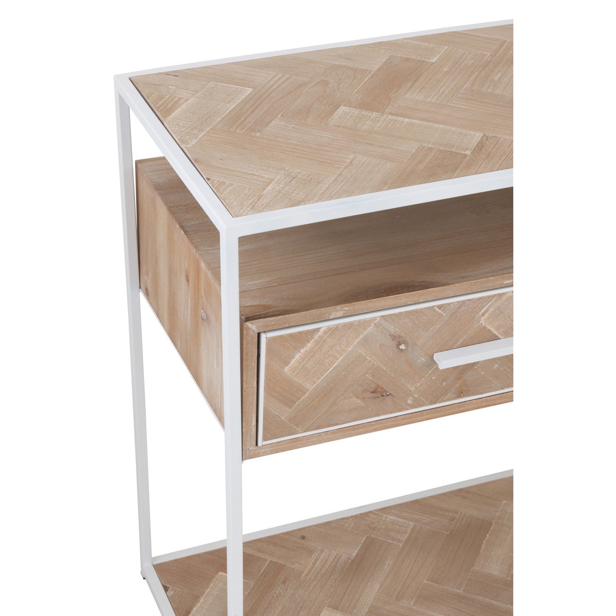 J-Line Console Zigzag 2 Lades Hout/Metaal Naturel/Wit