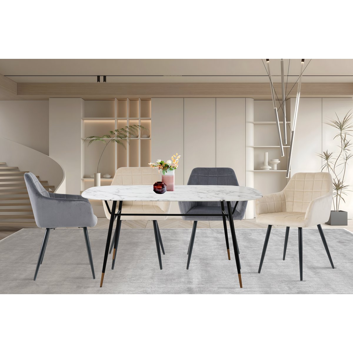 Eetkamerstoel, set van 2 beige