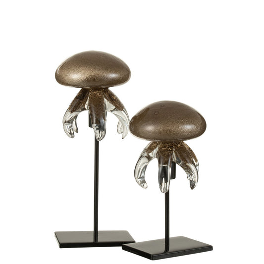 J-Line decoratie Kwal Op Voet - glas - bruin - large