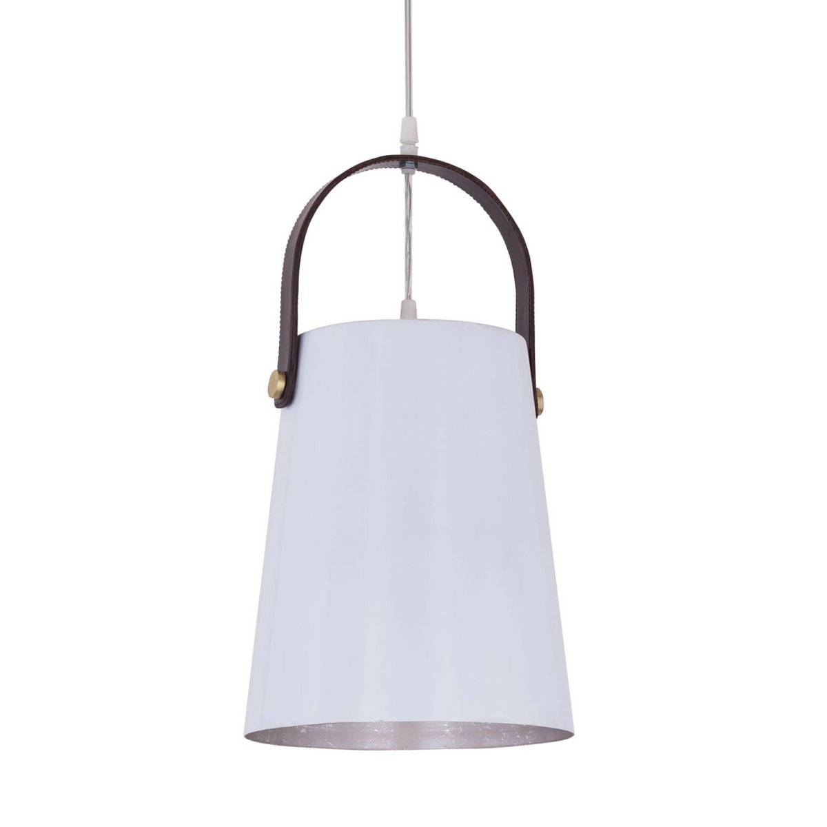 Hanglamp metaal met leren hanger Vintage stijl Wit of Zwart