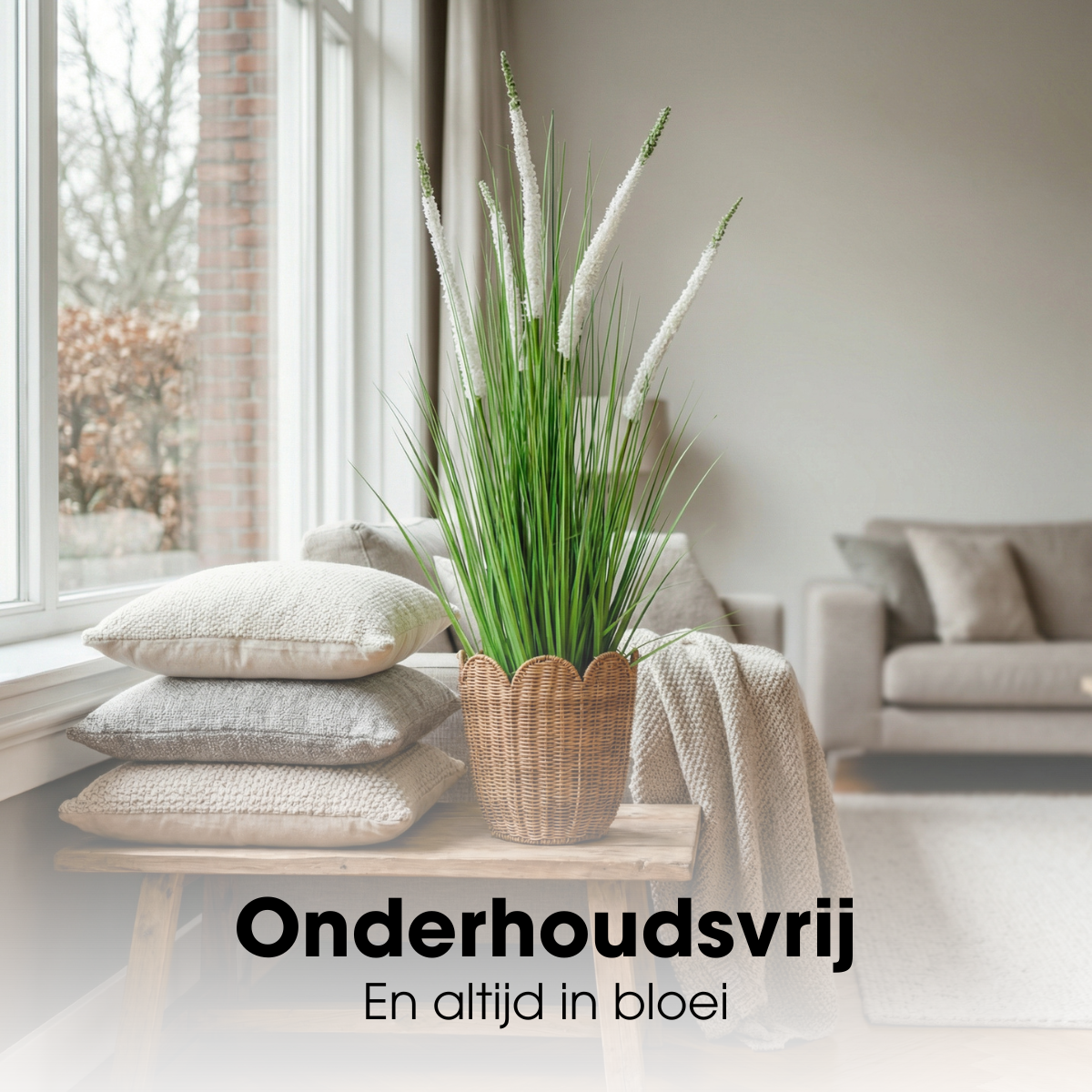 Kunstplant Siergras Wit Ø35cm x H110cm