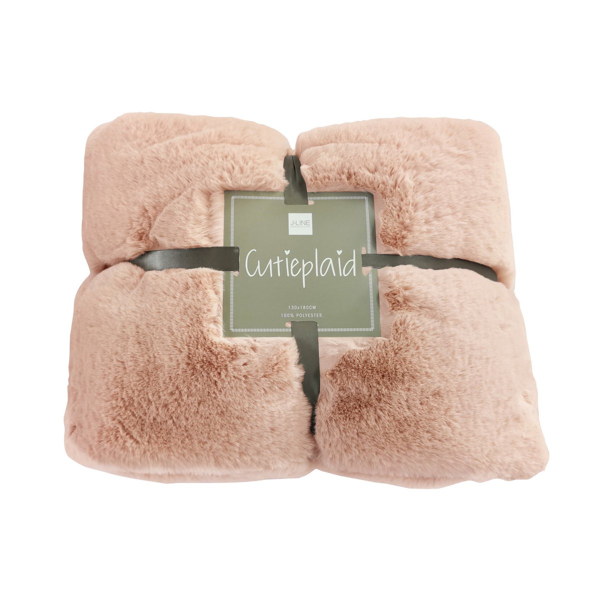 J-Line plaid cutie - fleece deken – poly – poederroze - 180 x 130 cm
