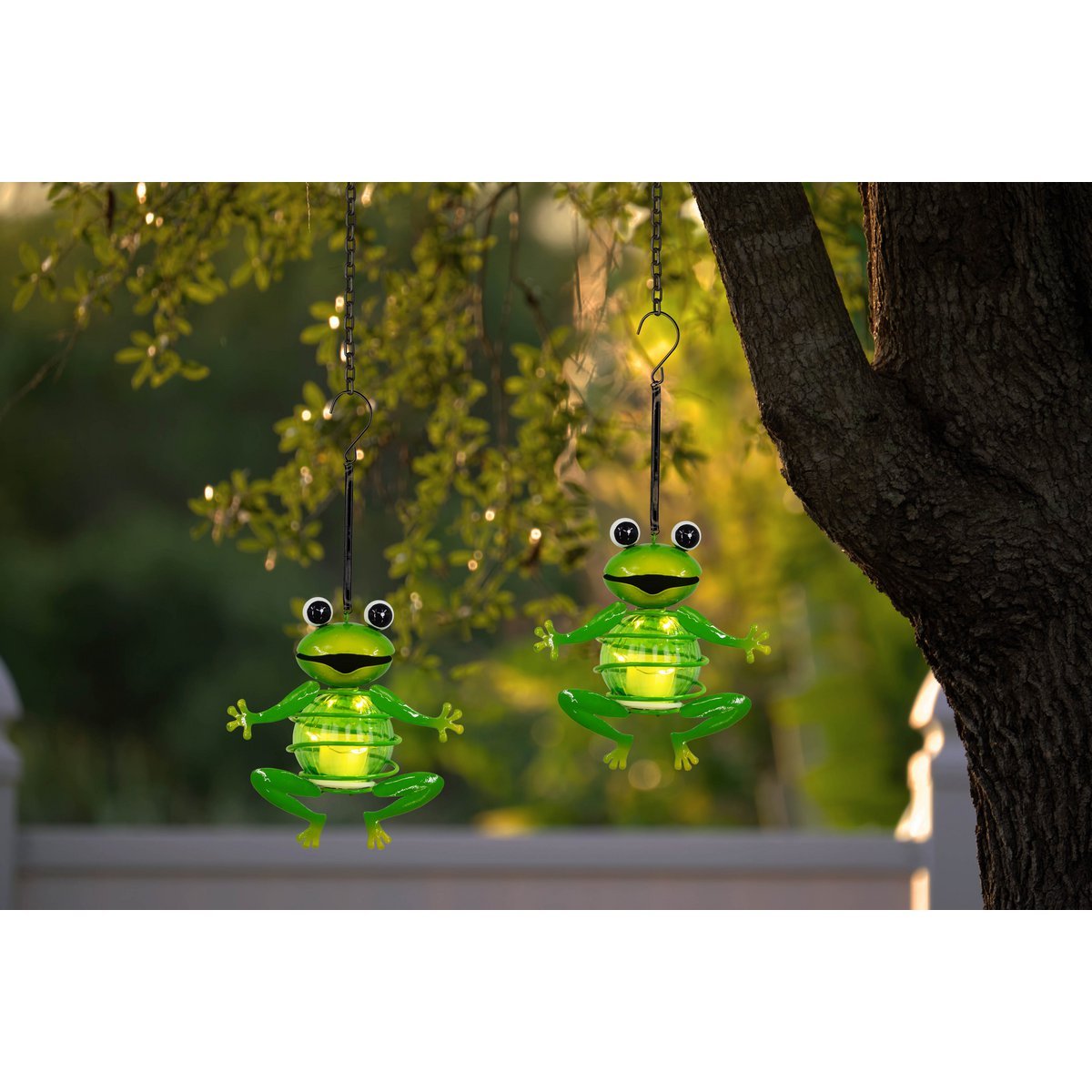 Set van 2 Solar kikkers 20 cm hoog met schemersensor