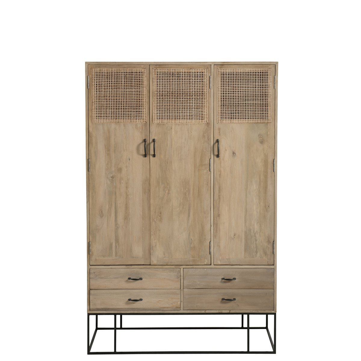 J-Line Kledingkast 3 deuren + 4 laden - hout - naturel