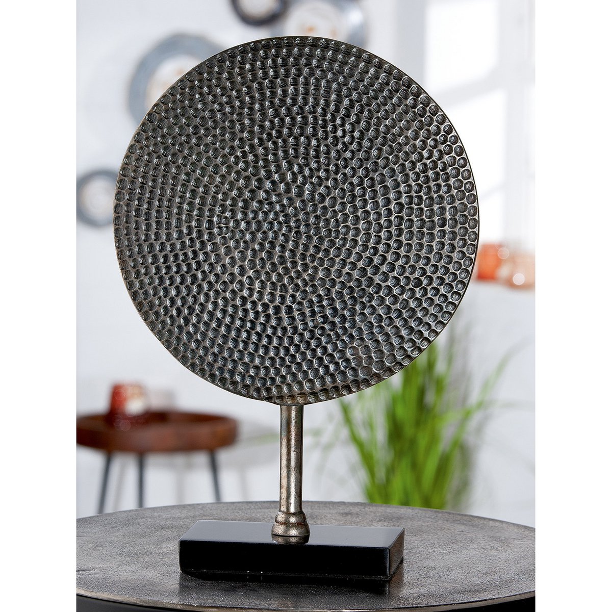 Aluminium sculptuur "Rond" antiek