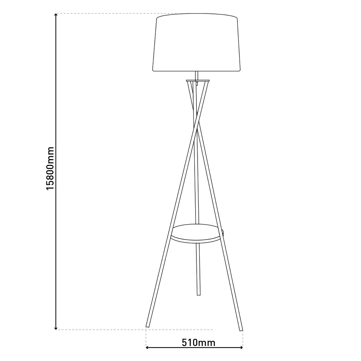 Staande lamp "Tora" met geïntegreerd tafeltje 158 cm hoog