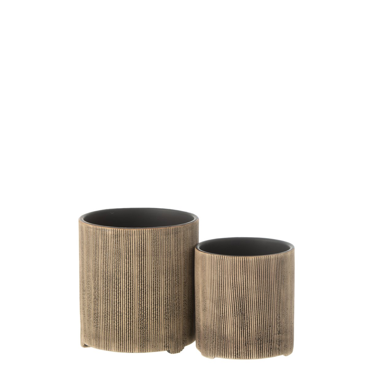 J-Line bloempot Maria Rond - keramiek - bruin - Ø 14.5 cm