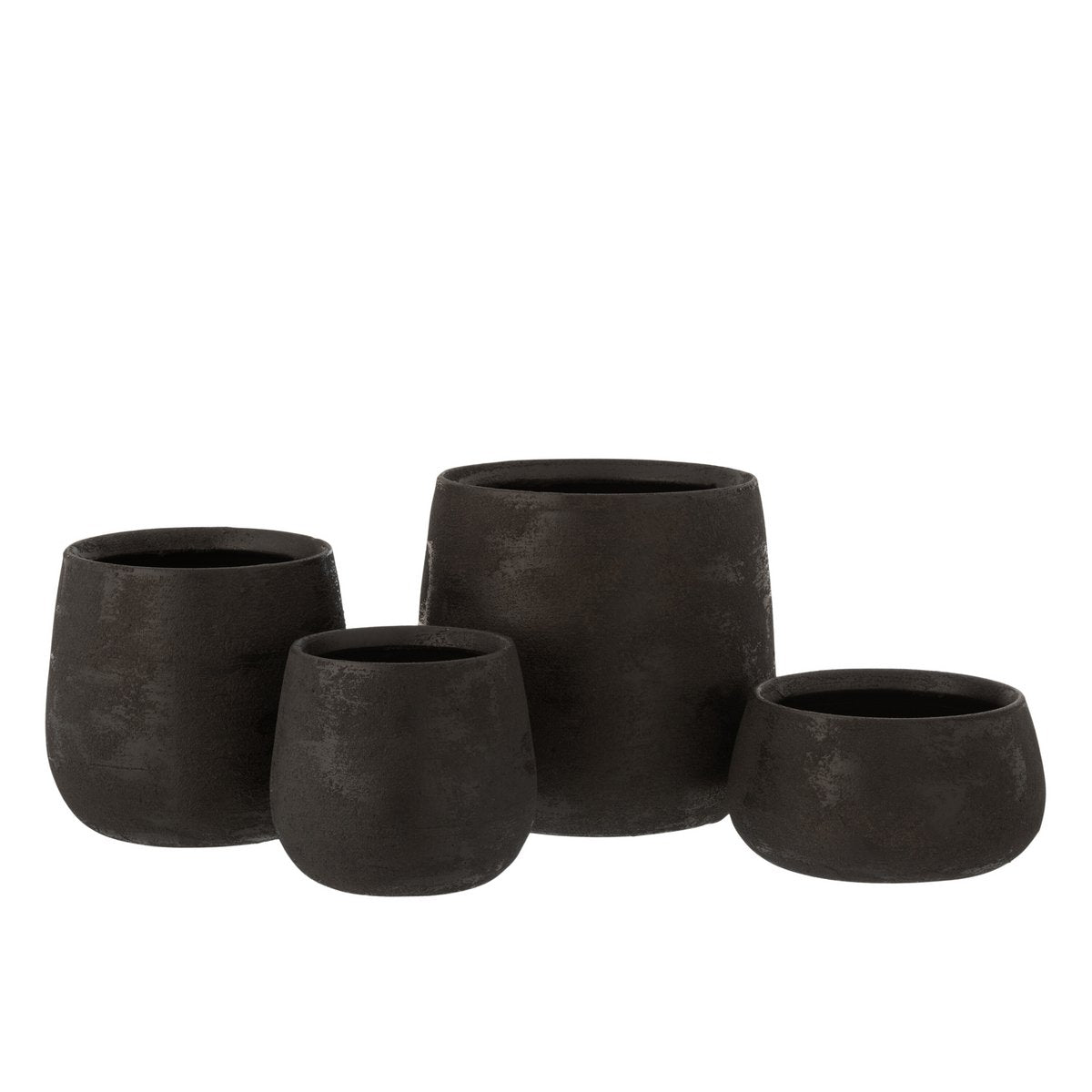 J-Line bloempot Oneffen - keramiek - zwart - medium - Ø 19 cm