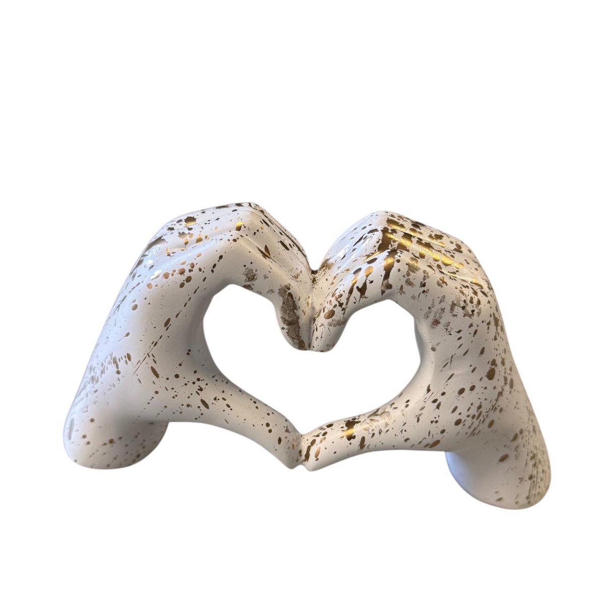 Hand Hart Wit Gouden Splash 25x14cm
