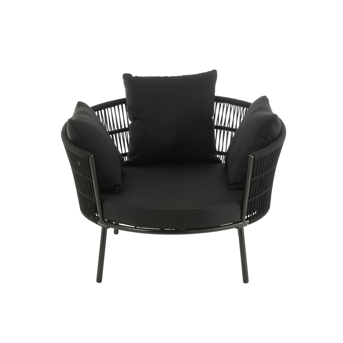J-Line Stoel Joa Metaal/Rattan Zwart