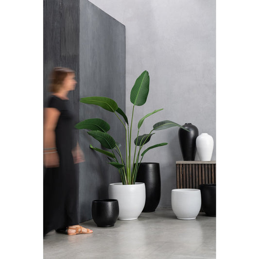 J-Line bloempot Ying - keramiek - zwart - medium - Ø 33 cm