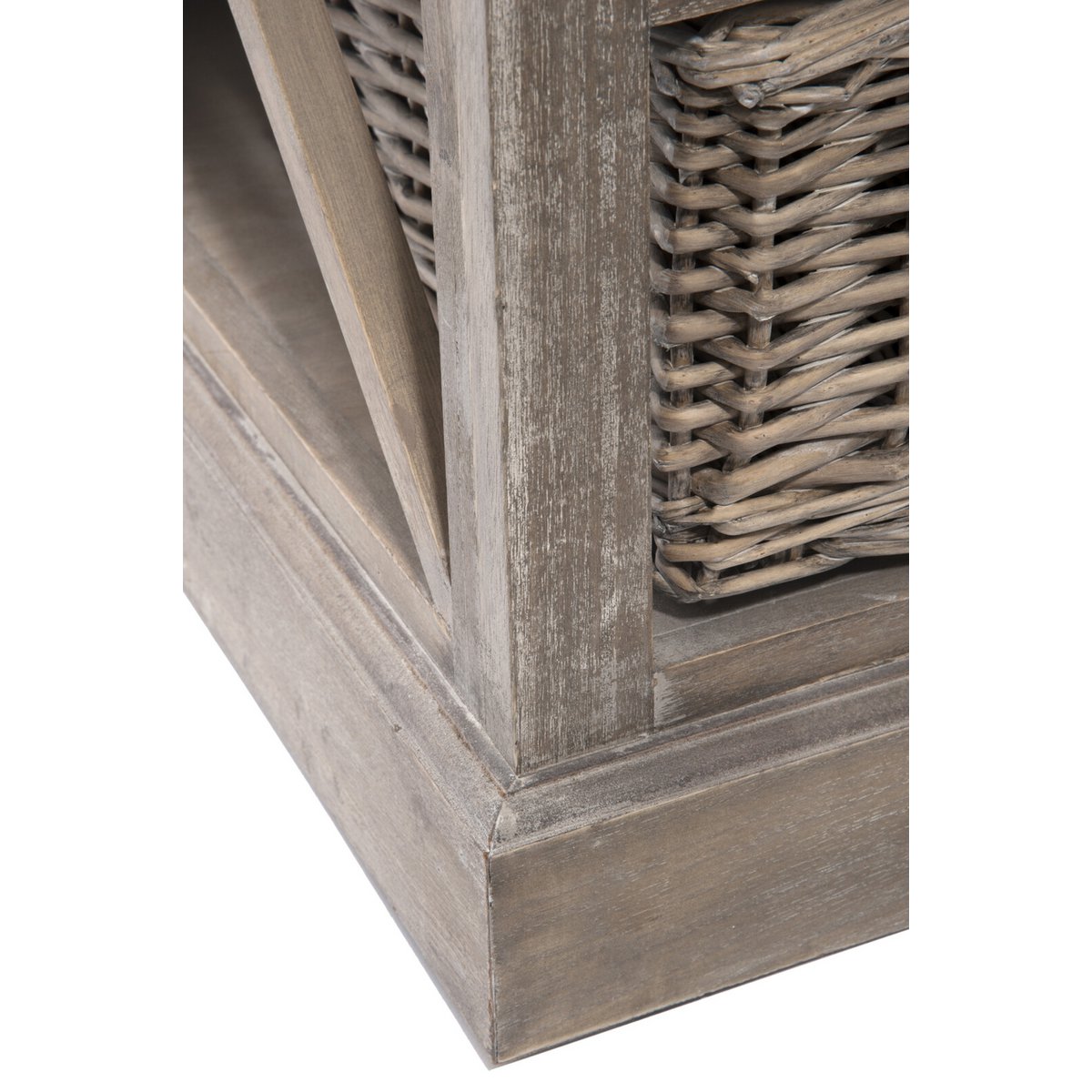 J-Line TV kast + 2 mand - hout - grijs/naturel