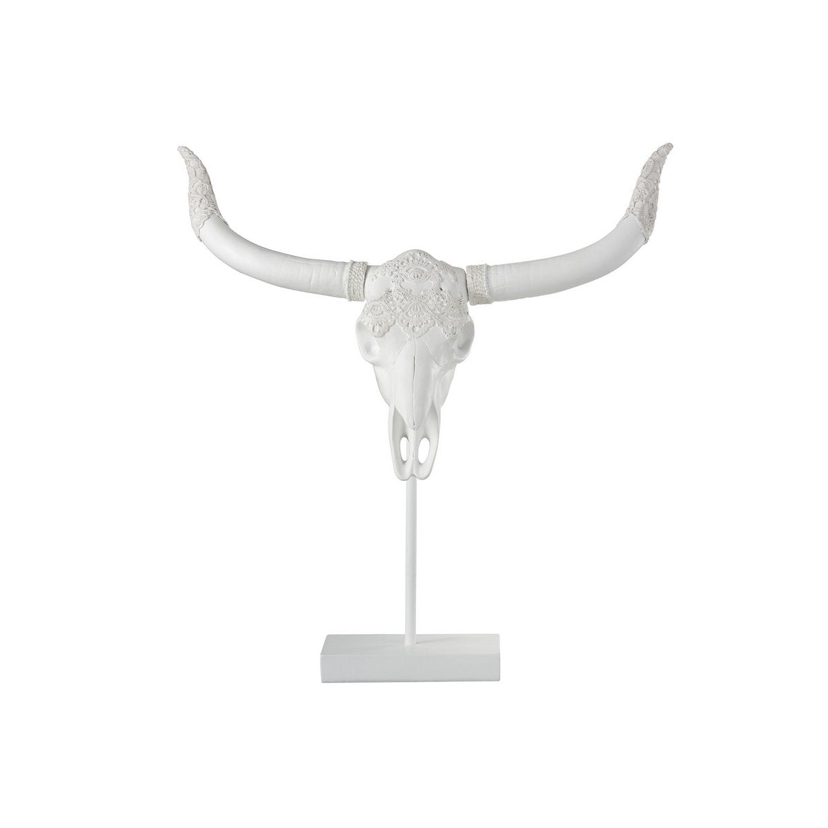 J-Line Schedel Hert Op Voet Polyresin Wit