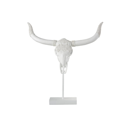 J-Line Schedel Hert Op Voet Polyresin Wit