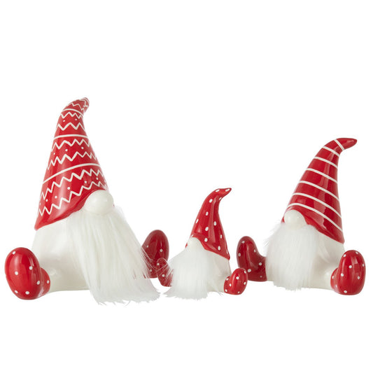 J-Line Kerstfiguren - keramiek - rood/wit - large