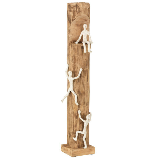 J-Line Figuur 3Klimmers Hout/Aluminium Naturel/Zilver