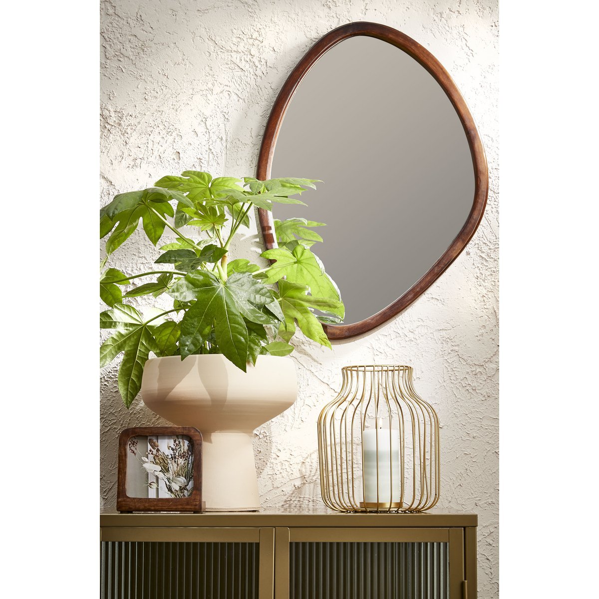 Bosco Spiegel - L50 x B69 cm - Mangohout - Donkerbruin