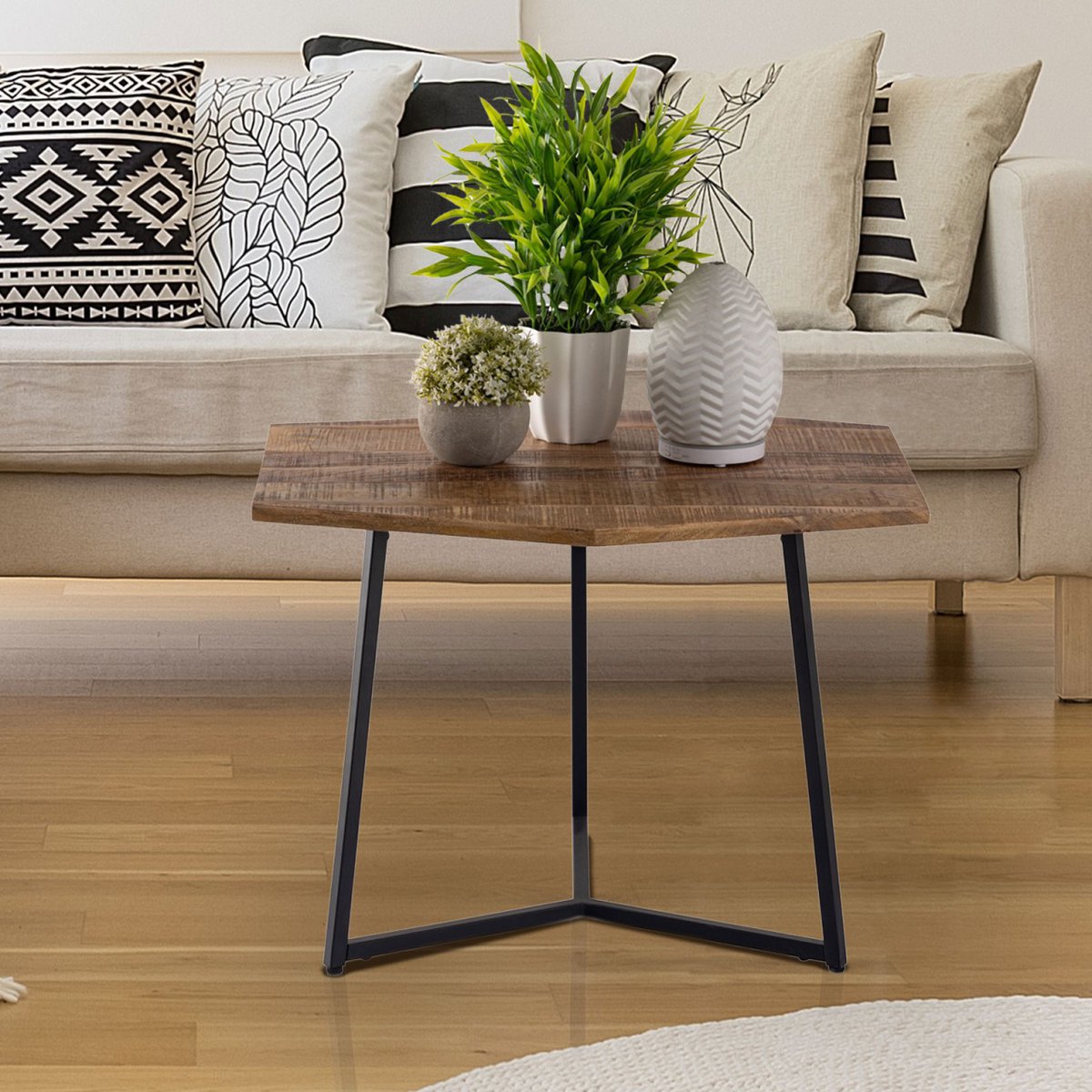 Salontafel mangohout met metalen frame