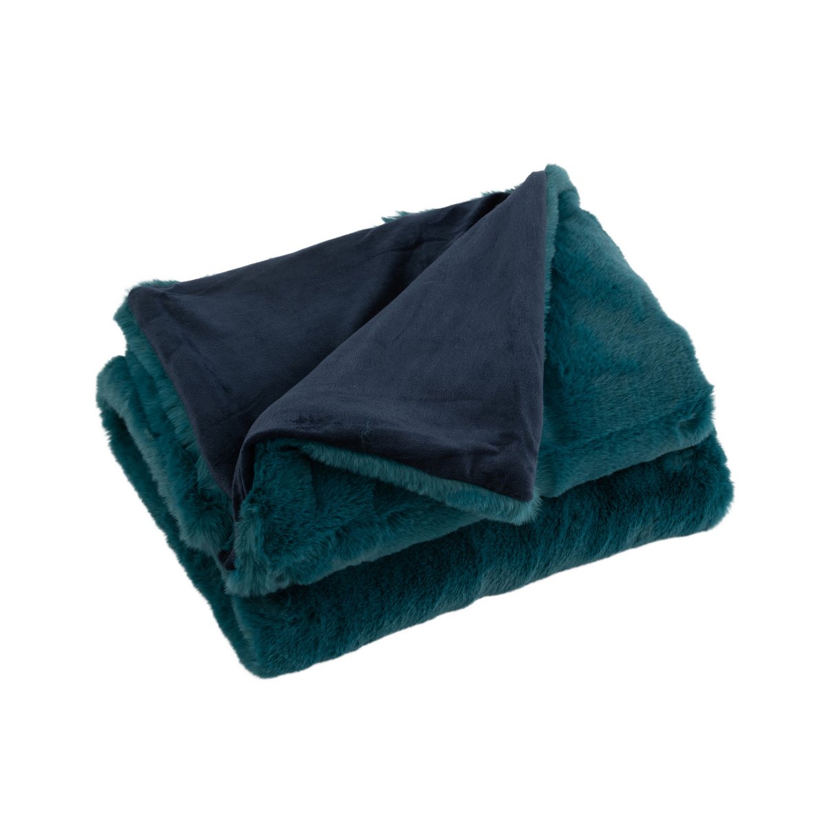 J-Line plaid cutie - fleece deken – poly – petrolblauw - 180 x 130 cm