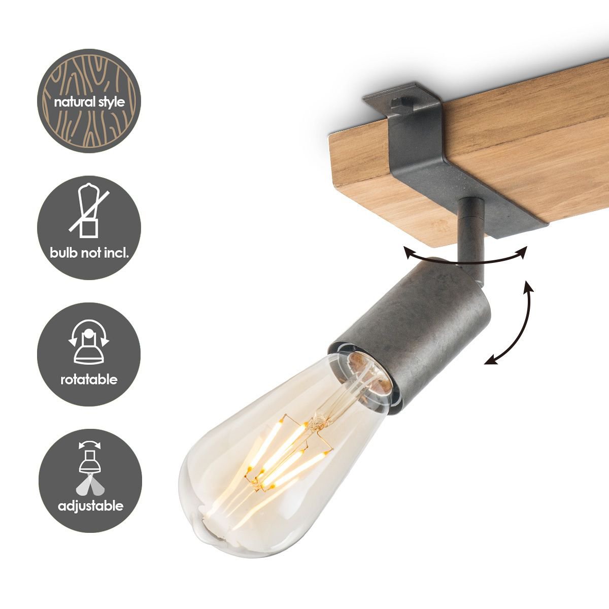 Landelijke LED Opbouwspot Denton 3L - Antraciet