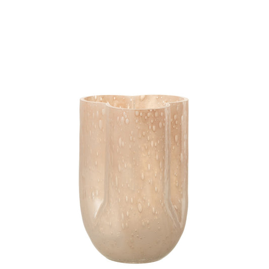 J-Line vaas Trikkie - glas - beige - 23 cm hoog