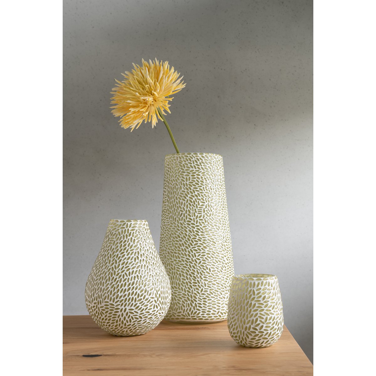 J-Line kaarshouder Mozaiek - glas - groen/wit - small
