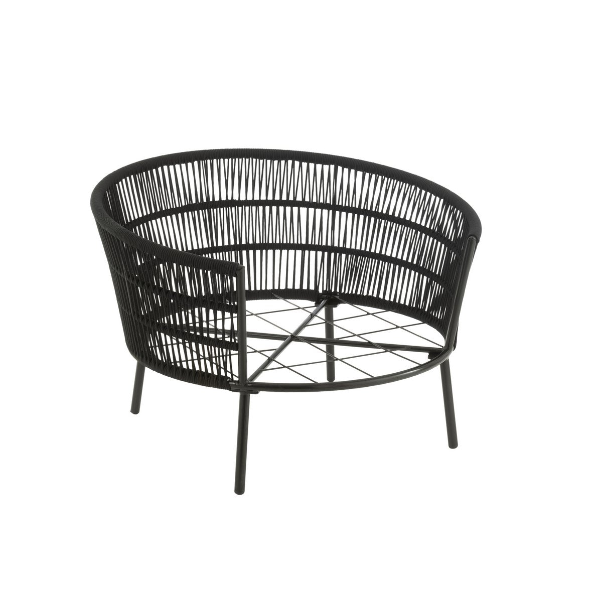 J-Line Stoel Joa Metaal/Rattan Zwart