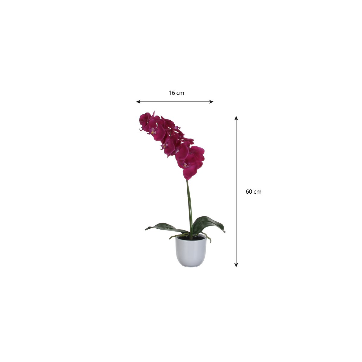 Phalaenopsis Kunstplant in Bloempot Tusca - H60 x Ø16 cm - Paars