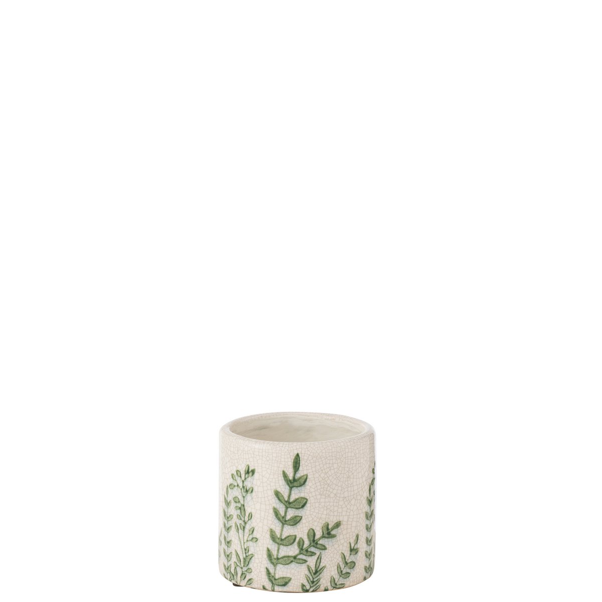 J-Line vaas Ferny - steen - groen/wit - small - Ø 12 cm