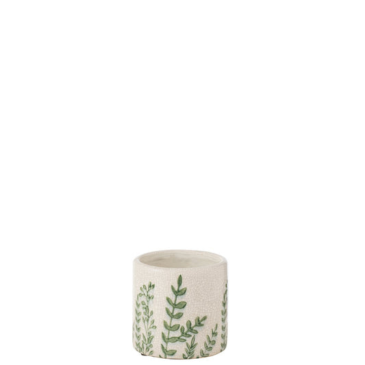 J-Line vaas Ferny - steen - groen/wit - small - Ø 12 cm