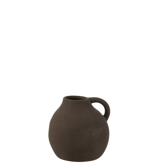 J-Line vaas Kruik - keramiek - zwart - small - Ø 14.5 cm