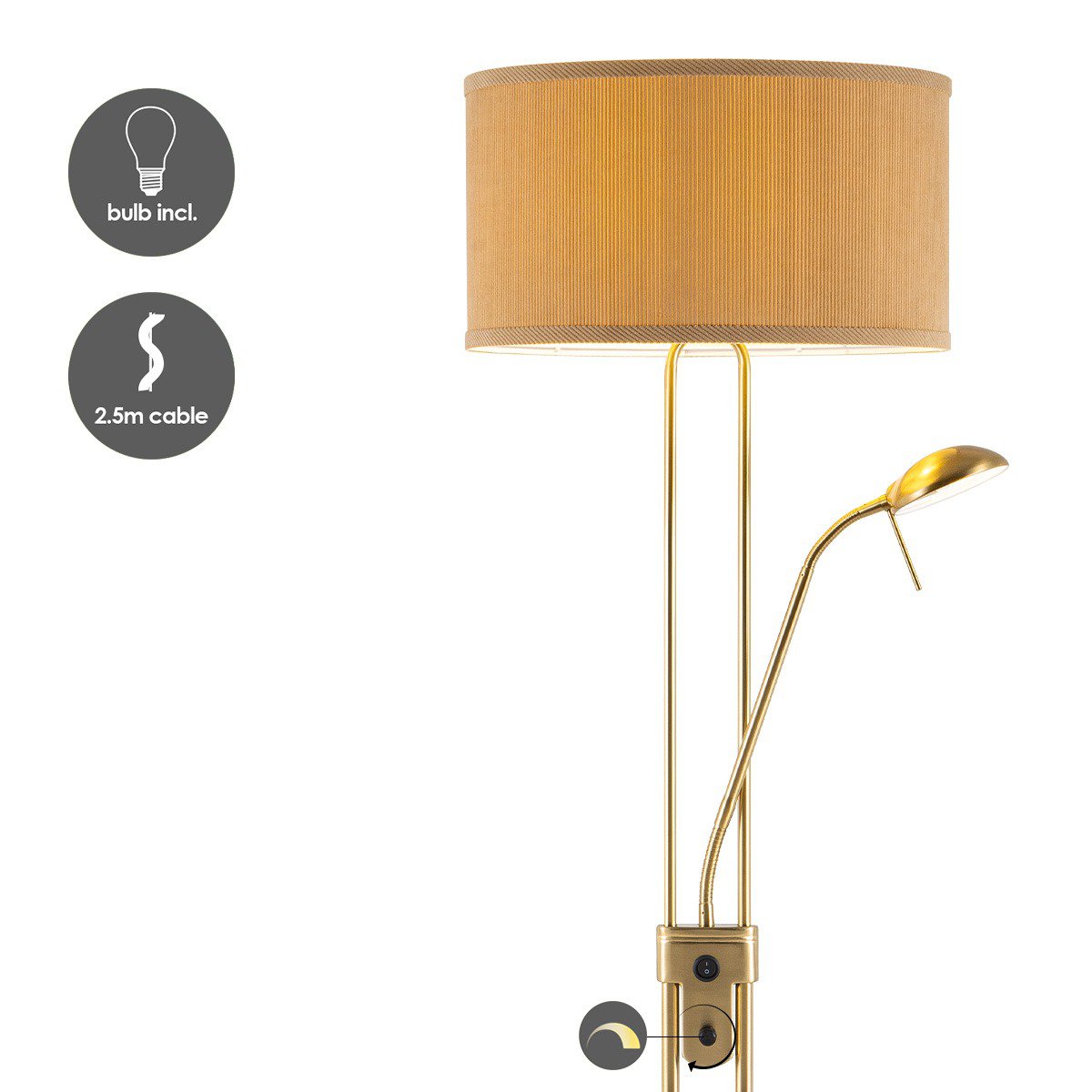 Moderne Vloerlamp - 40/40/170cm - Linnen Lampenkap
