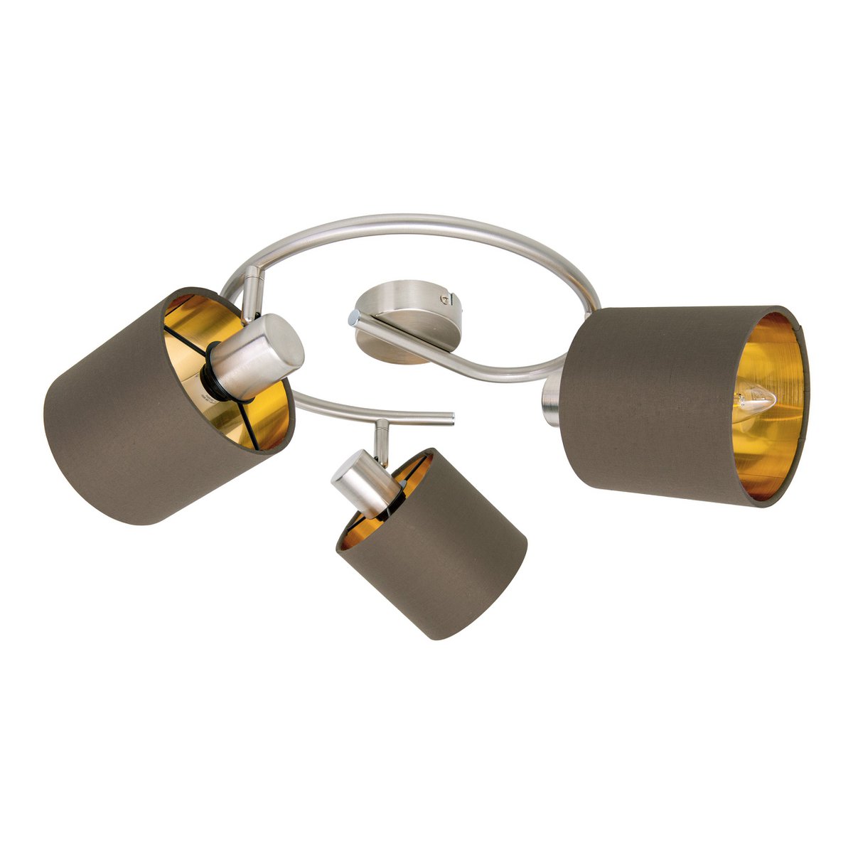 Plafondlamp "Maron" 3 spots cirkel totale lengte 52cm Bruin