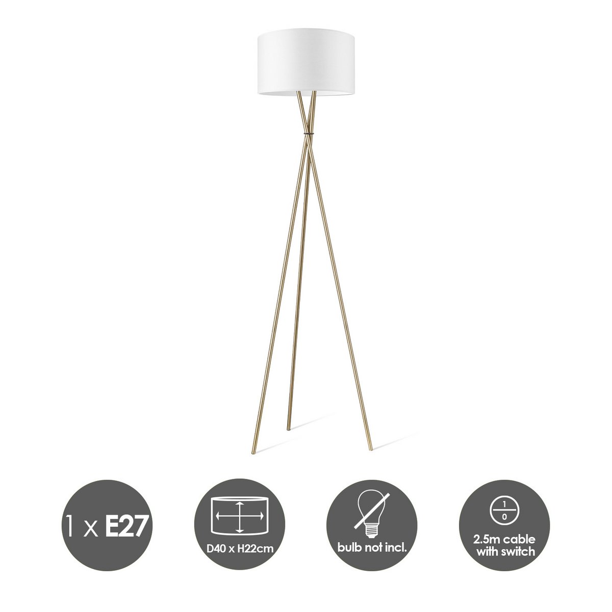 Vloerlamp Bling-Legs Brons-Wit-40cm