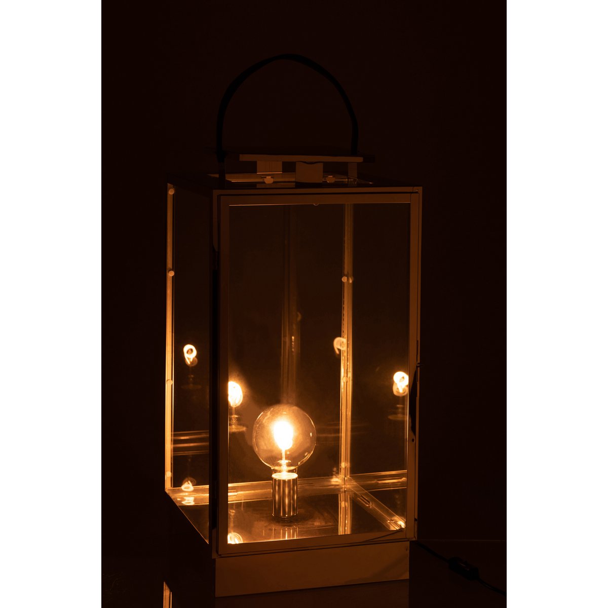 J-Line lantaarn Lamp - metaal/glas - zilver