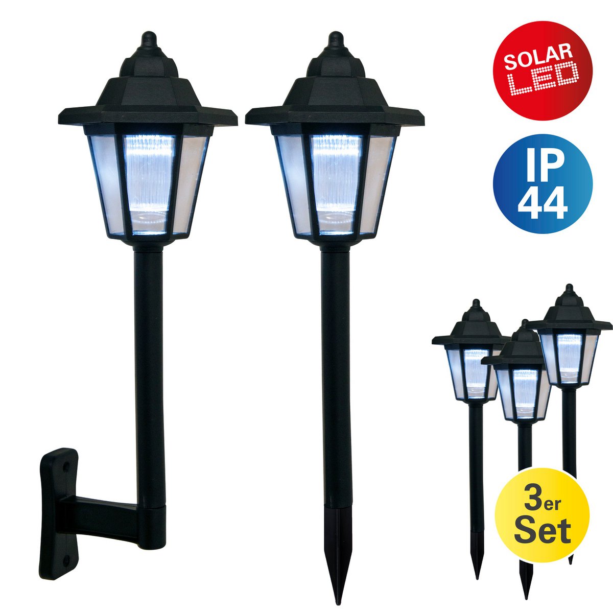 Set van 3 LED Solar Grond-of Muurlampen
