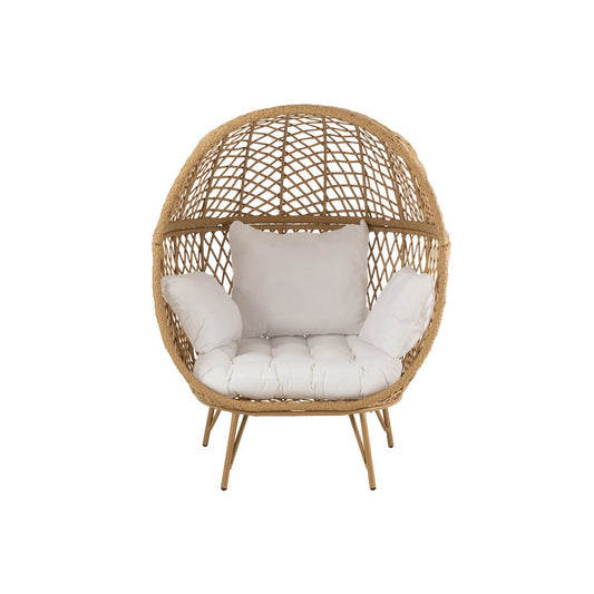 J-Line Loungestoel+Kussens Eva Metaal/Riet Beige