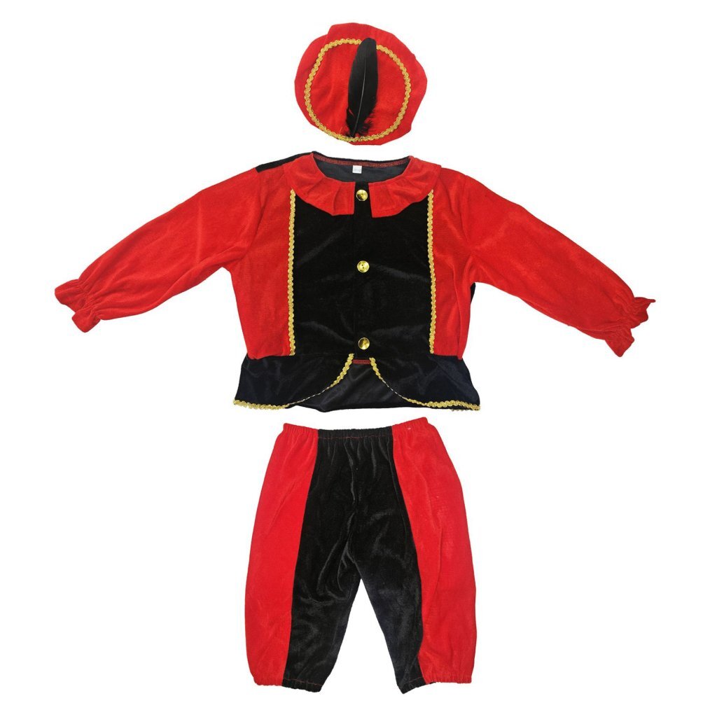 Pietenpak 98-104 Zwart/Rood