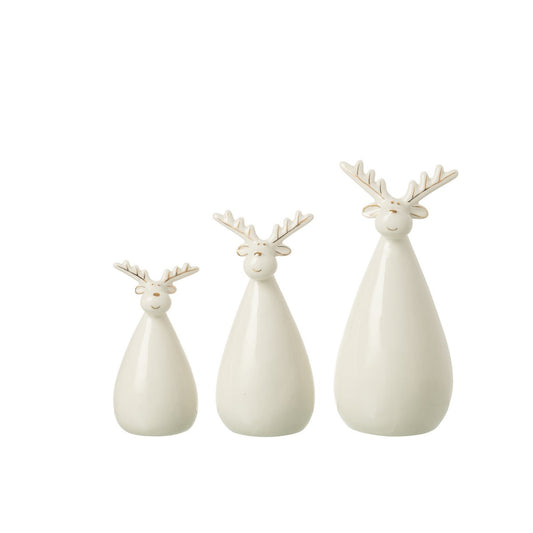 J-Line Set Van 3 Rendier Ovaal Lichaam Porselein Ecru