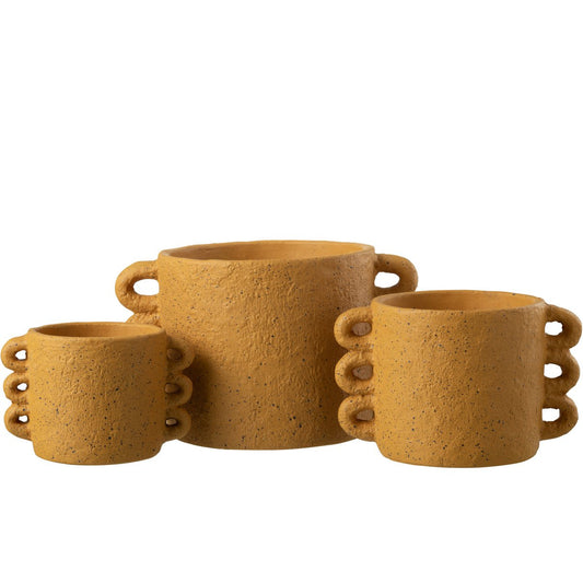 J-Line bloempot Zenia - beton - oker - large - Ø 23 cm